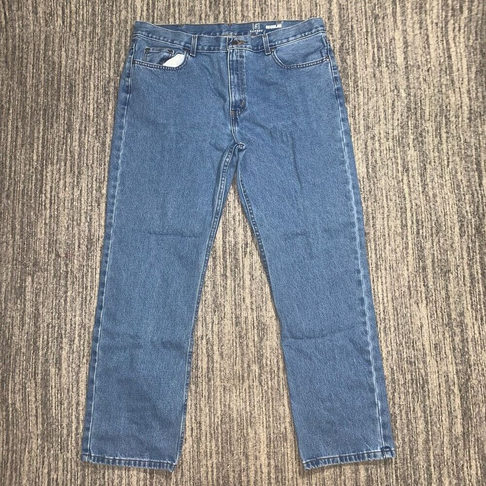 George Mens Size 38x32 Straight Leg Denim Jeans Blue Medium Wash‎ 100% Cotton
